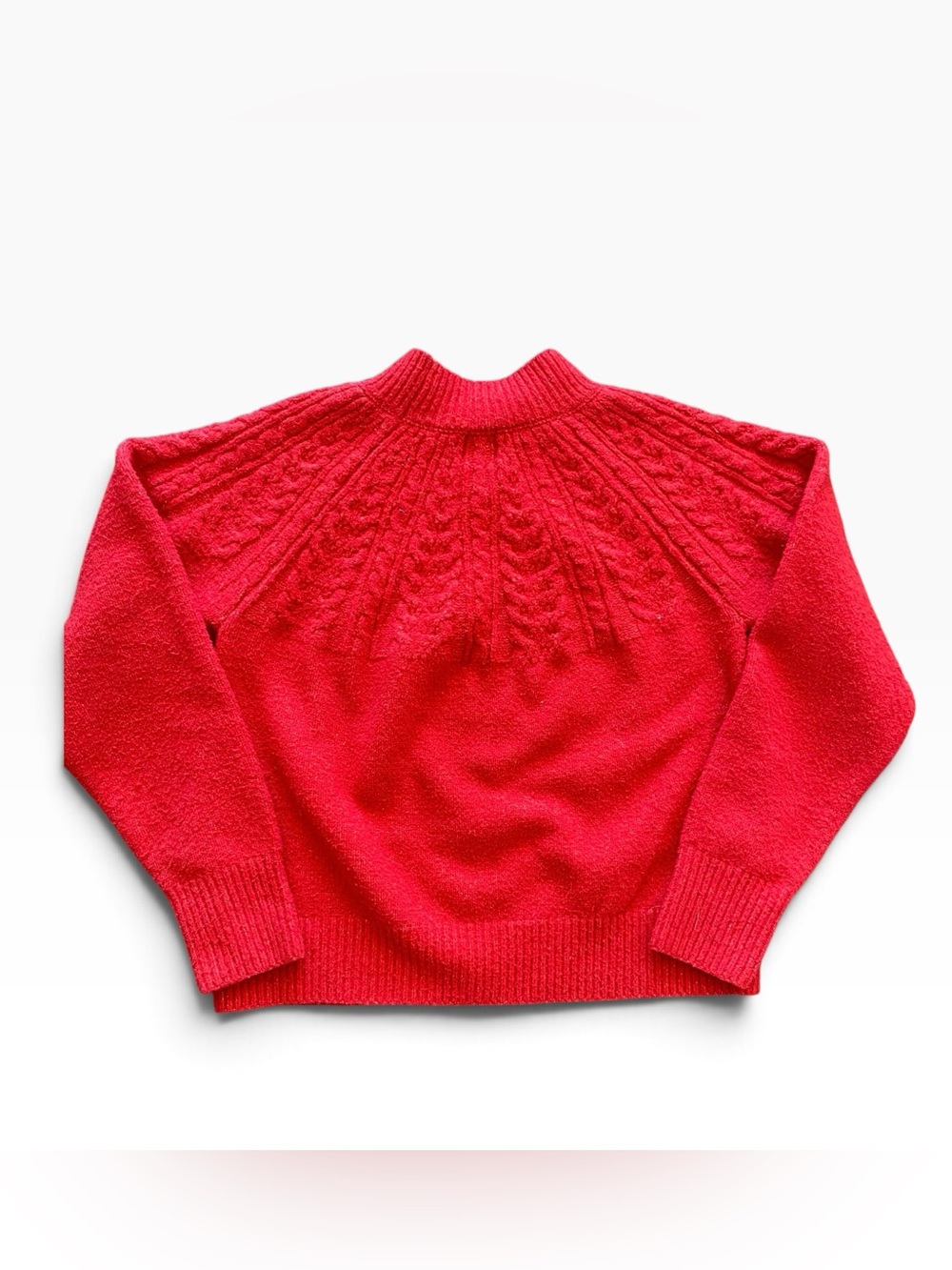 Joie Red Cable Knit Mock Neck Sweater Women’s Medium M Textured Holiday